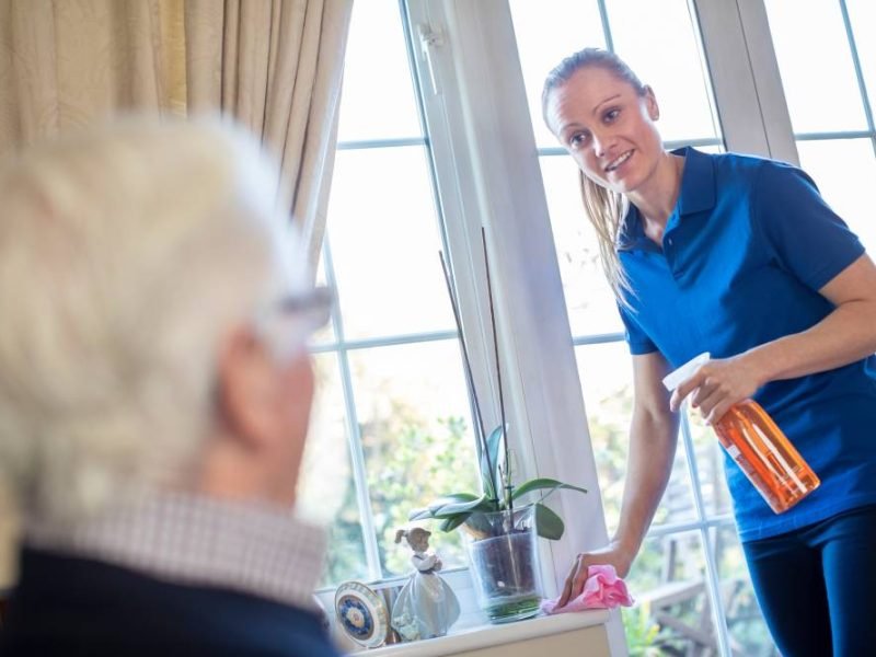 aged care center cleaning with elders