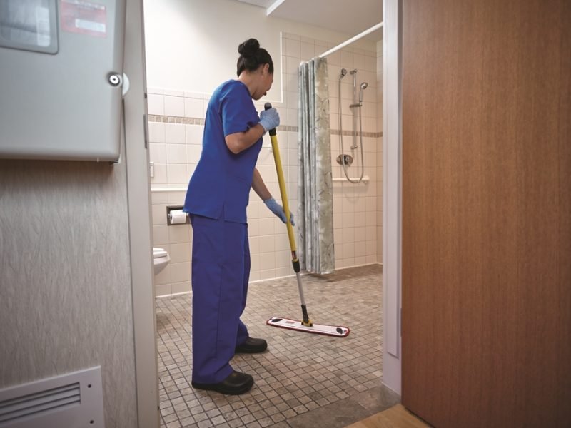 cleaning bathroom in elder facility