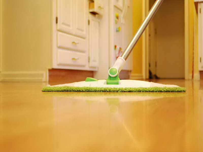 floor cleaning in action