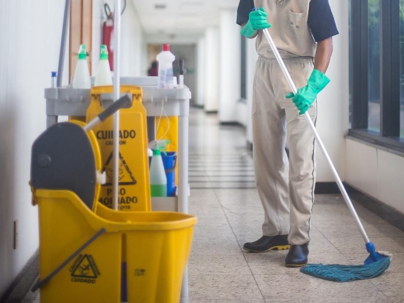 school cleaning in action